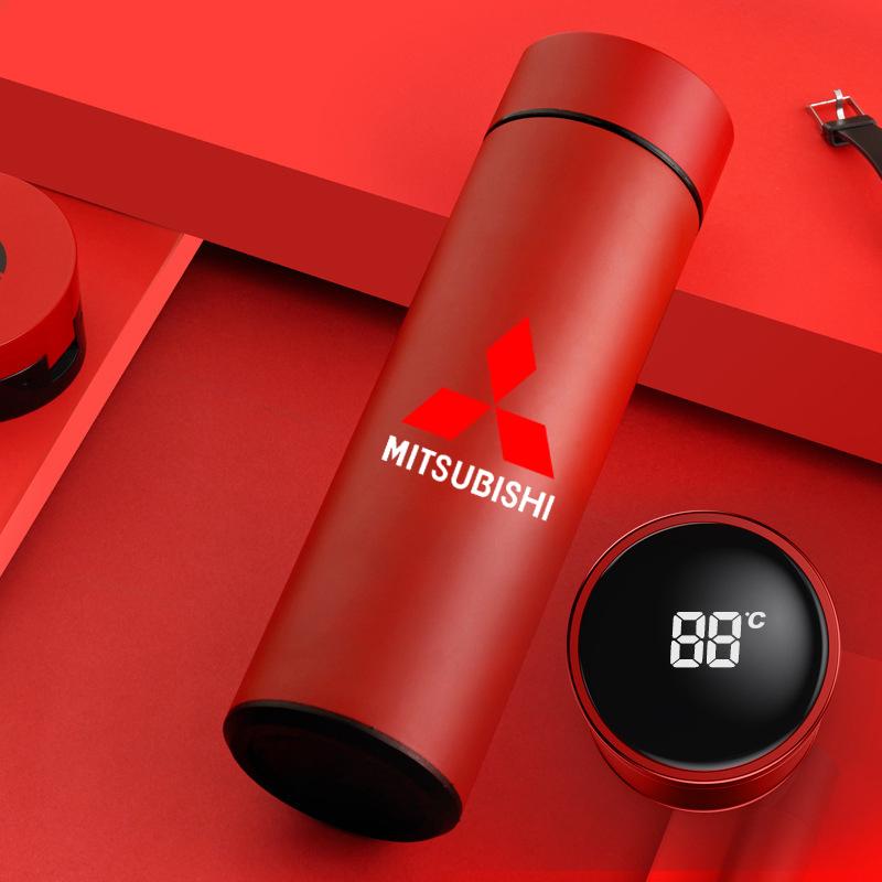 Stainless Steel Thermos Bottle Intelligent Cup Vacuum Flask for Mitsubishi Lancer ASX Outlander Pajero Evolution Car Accessories