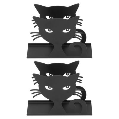 2pcs Metal Napkin Holder Innovative Hollow Out Cat Shape Paper Napkin Holder for Kitchen Hotel