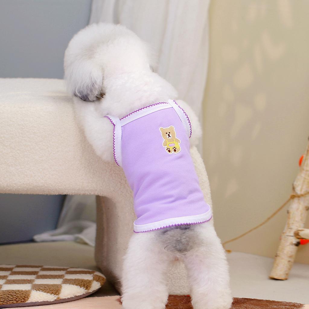 New Dog Clothes Pet 2025 Embroidered Bear Suspender Spring and Summer Pomeranian Teddy Macaron Series Clothing