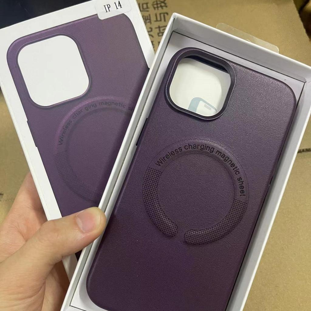 Applicable To Apple 15 Leather Mobile Phone Case MagSafe Magnetic Absorbing IPhone14 Business Model 13Pro Anti-fall Protection Case