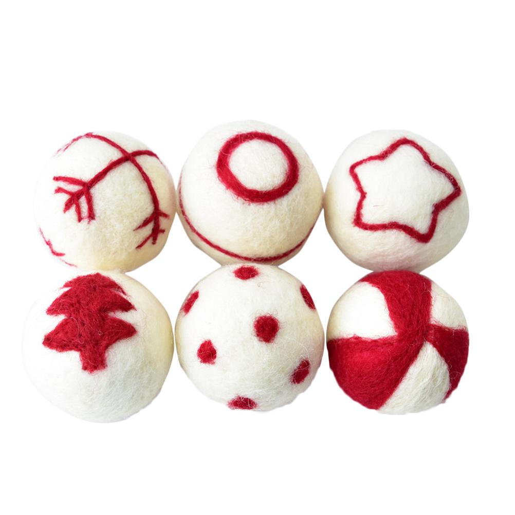 6Pcs Christmas Wool Ball Hanging Pendants Lightweight Christmas Tree Decor Hanging Ornaments Home Party Decorations