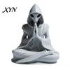 Zen Alien Decor 3D Printed Meditation Statue, Desk Ornament, Unique Desktop Embellishment Cute Extraterrestrial Figurine for Home Office, Sci Fi Gift