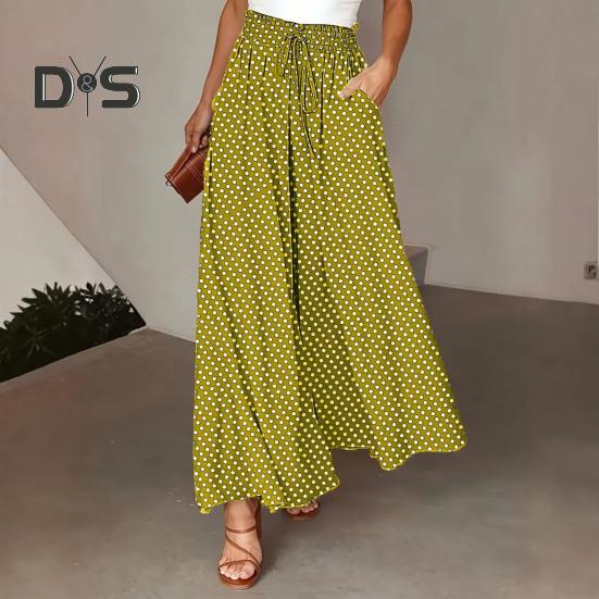 Ženy Dlouhé kalhoty Elastické Vysoký pas Šněrování Tečkovaný potisk Široké nohavice Kalhoty Volný střih Kalhoty Denní nošení