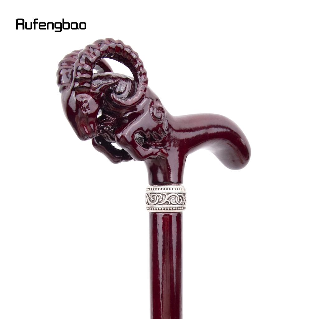 Brown Goat Wooden Fashion Stick Decorative Vampire Cospaly Party Wood Walking Cane Halloween Mace Wand Crosier 95cm