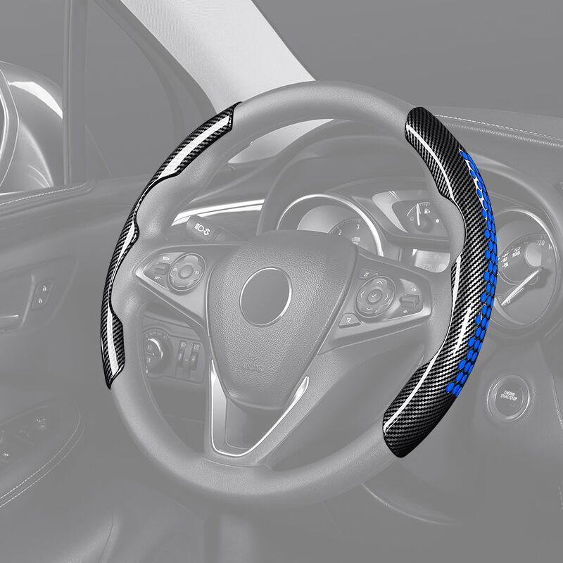 

Кожаный чехол из микрофибры для автомобильного рулевого колеса, 38 см, нескользящая защита для салона автомобиля, украшение для рулевого колеса синий