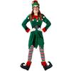 Adult Women Christmas Xmas Green Elf Top Stripe Pants Belt Hat Gloves Set Halloween Role Play Dress Up Cosplay Costume