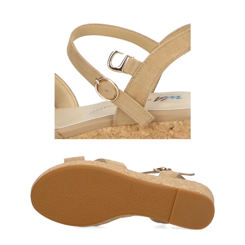 Round Wedge Large and Small Easy to Walk Cross 42201 BEIGE cm cm [Oriental Traffic] Women's Sandals, Toe, Sole, Sizes, in, Straps, Cushioning, Design,