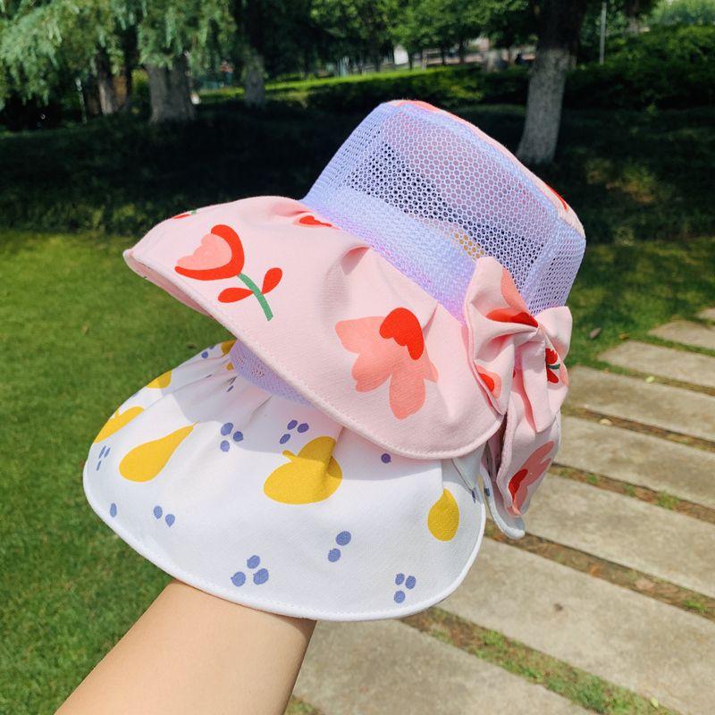 Children's Sunshade Mesh Top Hat Women's UV Resistant Folding Summer Sunshade Hat Women's Princess Sun Hat Brim