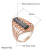 Long Square Black Natural Zircon Wedding Rings For Women Simple  Rose Gold Color High Quality Daily Fine Jewelry