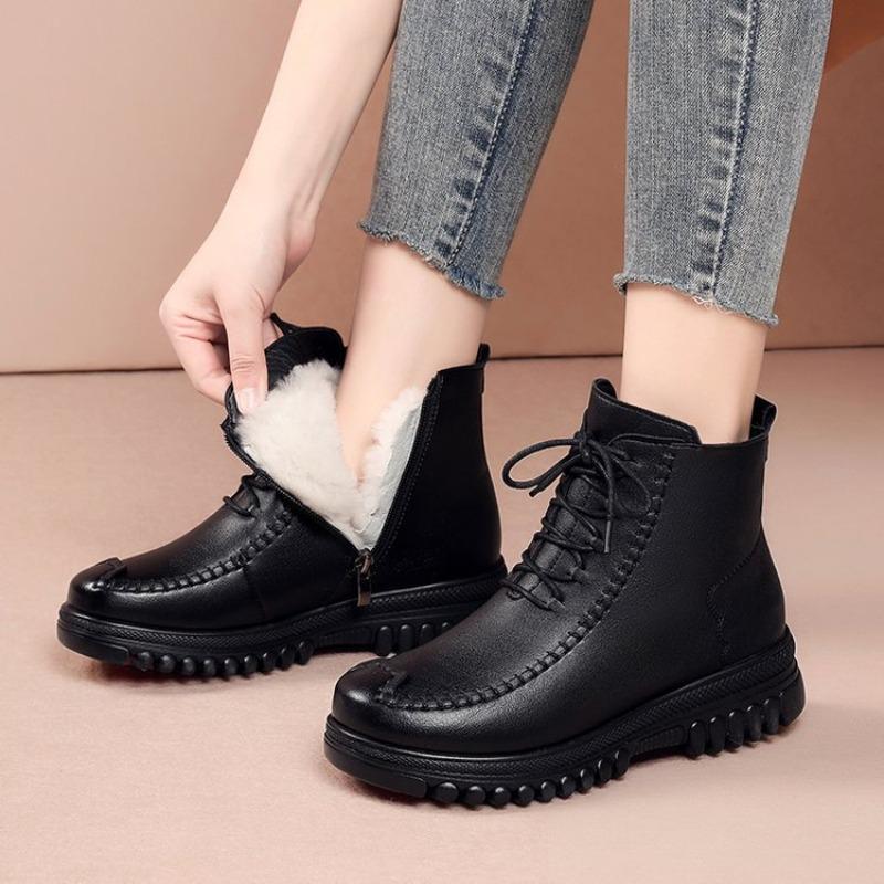 Winter flat short boots women's new velvet non-slip thickened cotton boots keep warm women's cotton shoes snow boots children