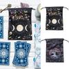Flannel Tarot Deck Storage Bag Moon Phase Pattern Tarot Pouch With Drawstrings For Tarot Accessories  Dice Runes Gems Pouch
