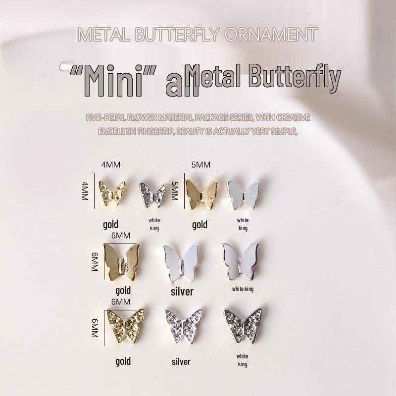 20-Piece Minimalist 3D Butterfly Nail Art Decorations in Gold & Silver