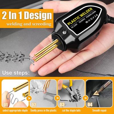 Nova máquina de reparo de para-choques de carro 100W Máquina de solda de plástico Ferro de solda Grampos Ferramentas Kit para reparos de para-choques e solda de PVC