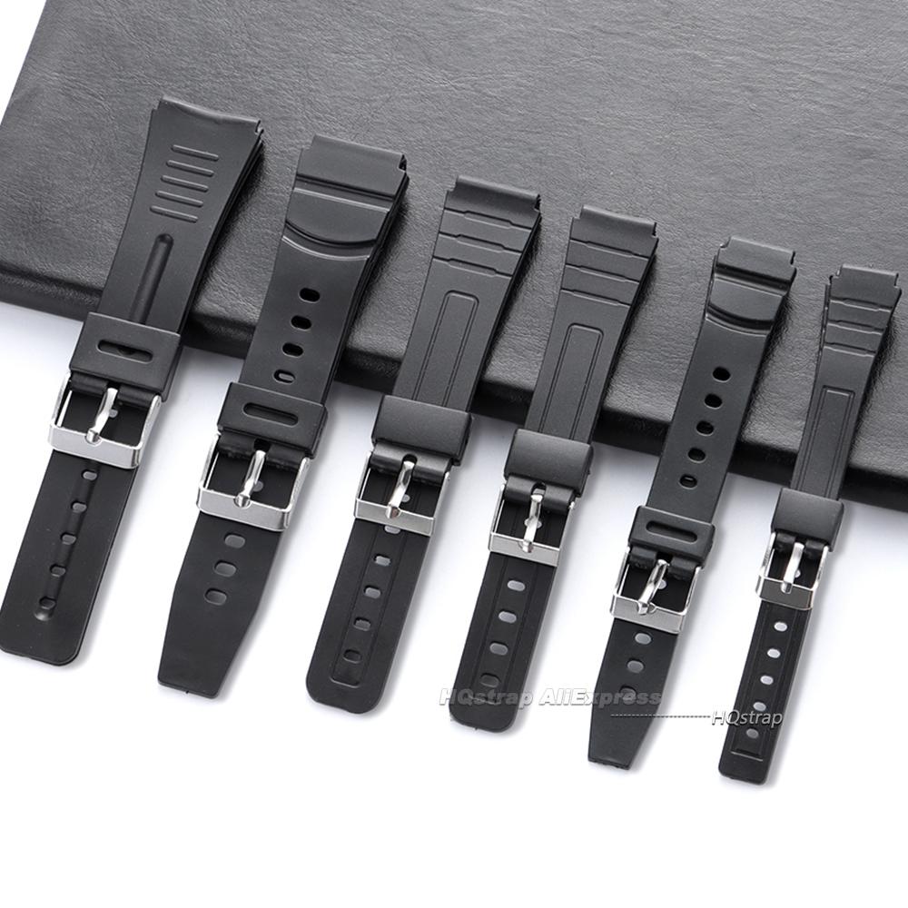 New Rubber Watch Strap 12mm 14mm 16mm 18mm 20mm 22mm for Casio F91W W-800H F84 F105 AE1200/1300 Bracelet Replacement Wrist Band