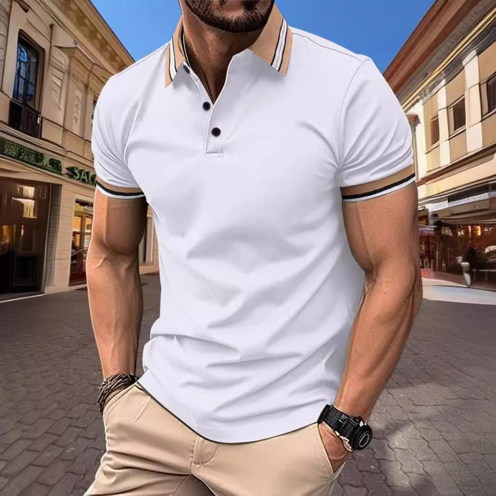 Men's Summer Casual Sports Solid Color Short Sleeved Polo Shirt