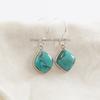 Arizona Turquoise Earrings, 925 Sterling Silver Ring, Square Gemstone Earring, Handmade Earrings for Her