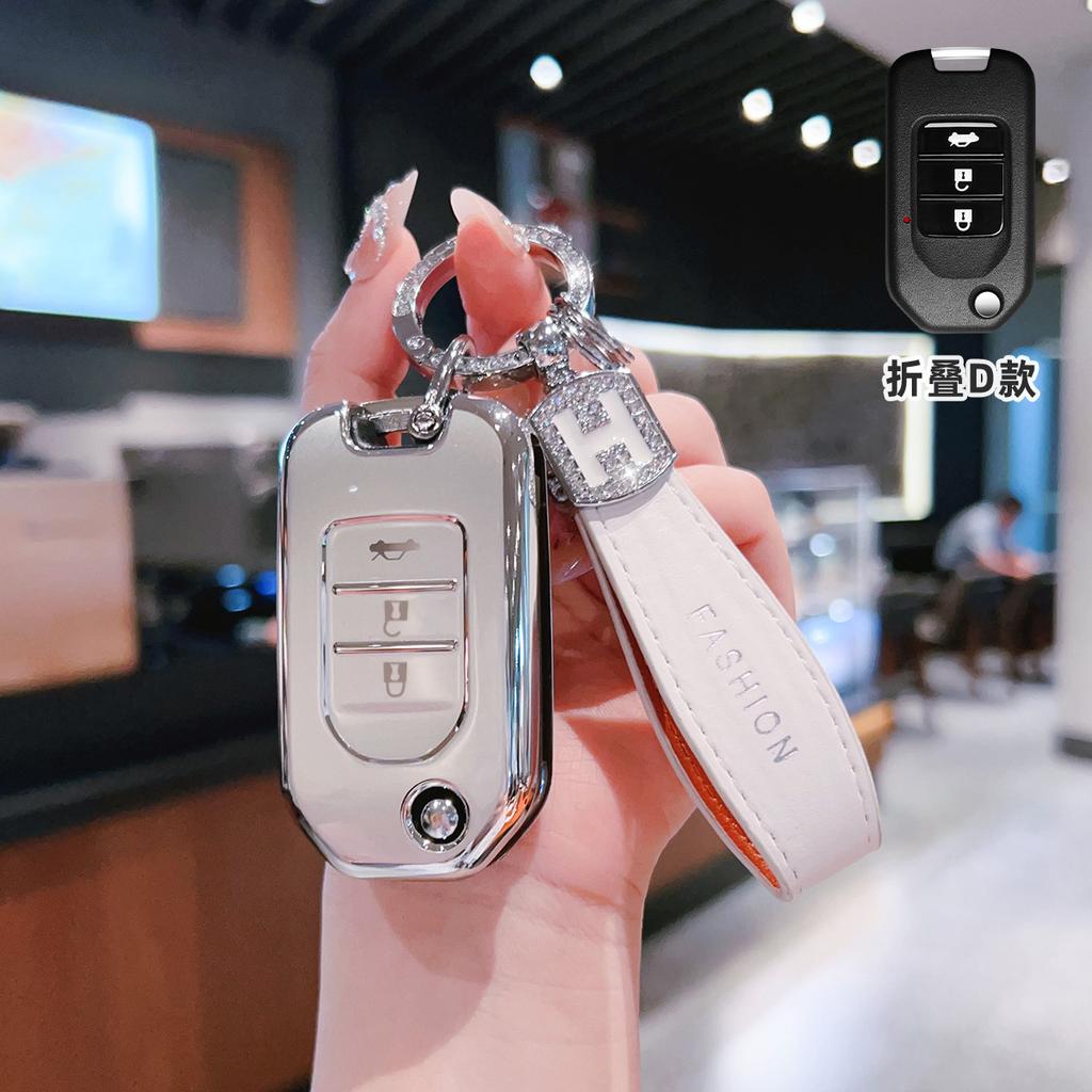 Diamond Car Remote Key Case Cover Protect Shell Fob For Honda Civic Hrv Crv Xrv Crider Odyssey Pilot Fit Accord City Vezel Jade