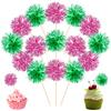 100Pcs Witch Themed Foil Firework Cupcake Toppers Wicked Cupcake Toppers Pink & Green Sparkle Tinsel Cake Toppers Cake Decoratio