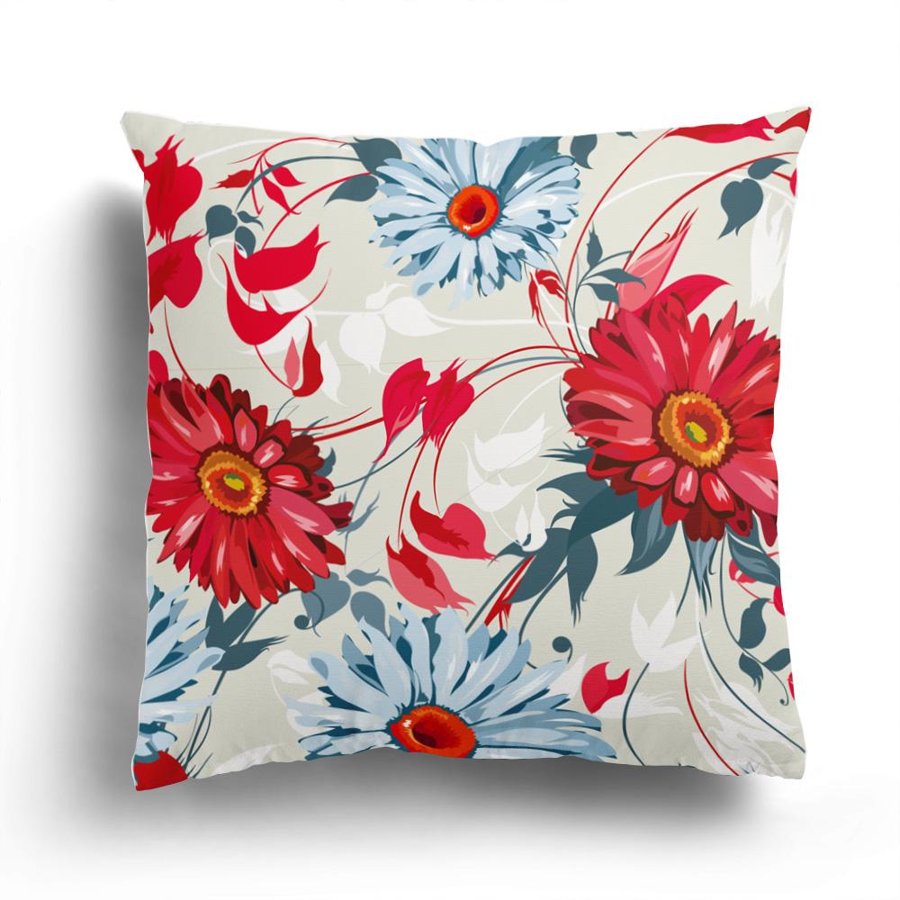 Small Fresh  Daisy Flower Short Plush Pillowcase Fashion  Cushion Cover Home Decor Sofa
