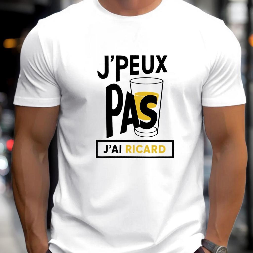 2026 Men JPeux Pas Jai Ricard Graphic Tee Casual Crew Neck Short Sleeve Summer Style Cotton Blend Regular Fit Men Clothing