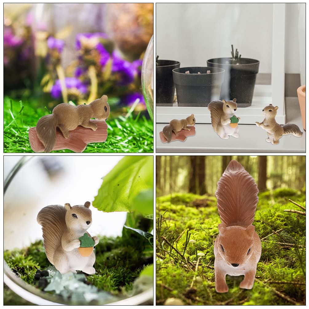 OUNONA Squirrel Figurine PVC Micro Landscape Miniature Garden Tabletop Indoor and Outdoor Cute Animal Figures 8-Piece Set, Decorations, Decor, Use,