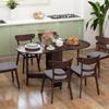 Folding Table with 2 Oval Drop Leaves, Space-Saving Console in Wood, Brown