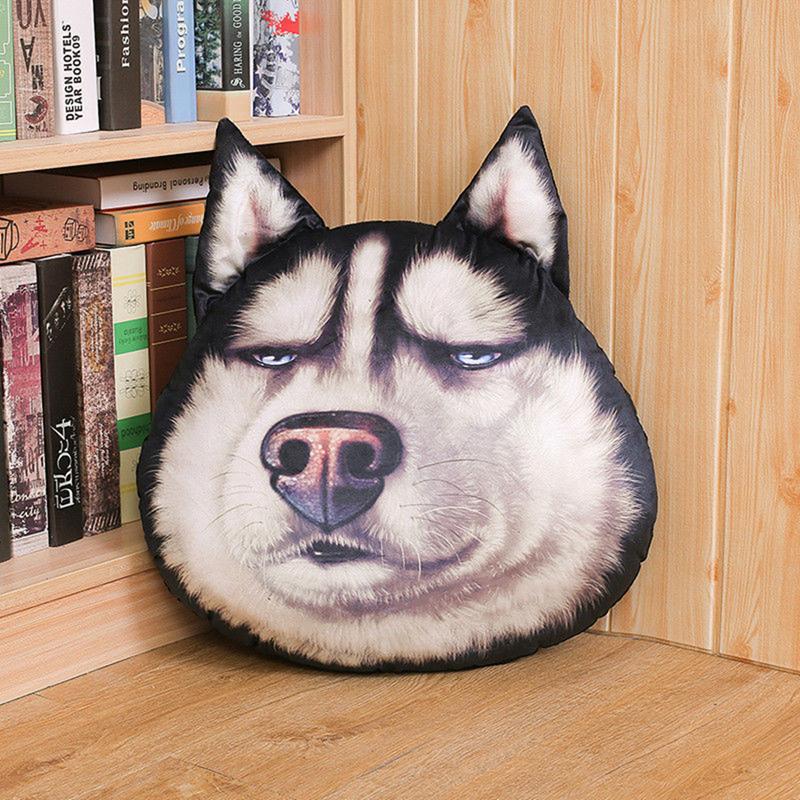 38CM Funny Husky Throw Pillow Plush Toy 3D Cute Dog Head Chair Cushion Doll To Friends Birthday Christmas Gift