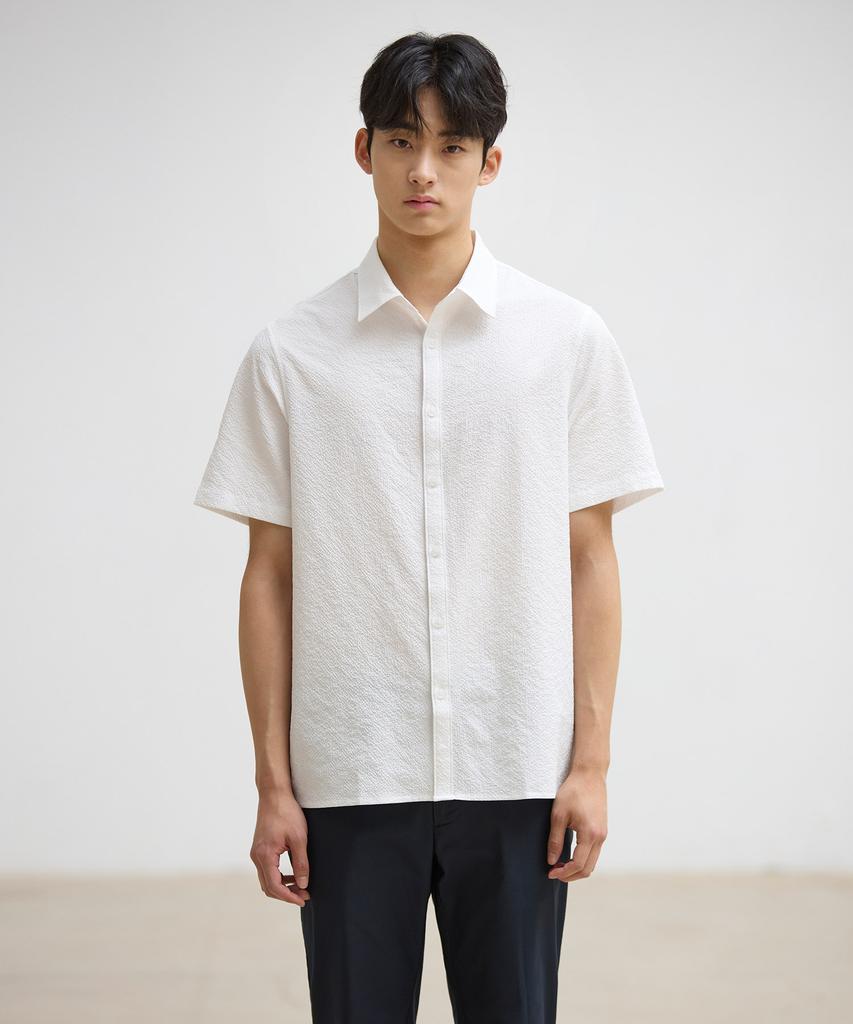 STCO Basic Seersker Short Sleeve Shirt_White (Semi-Oversized Fit)_Sdsxb33Osw
