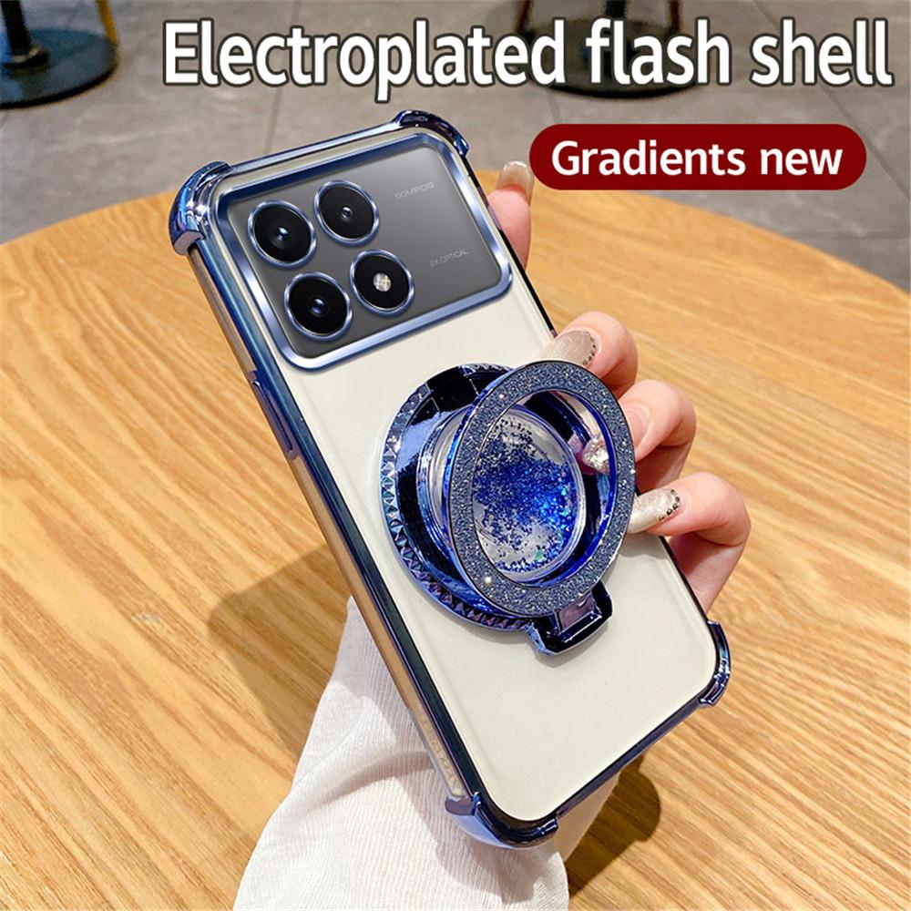 Quicksand Glitter Ring Stand Phone Case For Xiaomi Poco X6 Pro 5G X6 X3 NFC M6 Pro C65 12T 13T Pro Soft Silicon Shockproof Cover