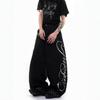 Pantaloni Jeans Larghi Streetwear Con Stampa di Lettere Vestibilità Larga Taglio Corto Jeans Casual Uomo