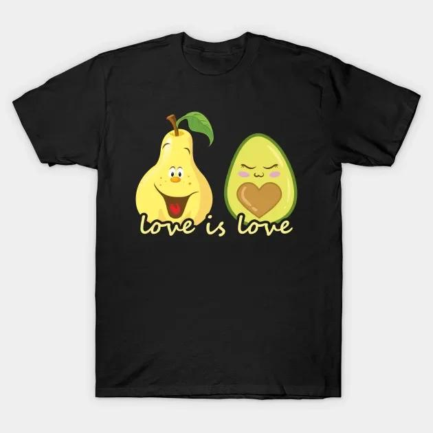 Love Is Love Funny Pear and Avocado Valentines Day TShirt 100 Cotton ONeck Short Sleeve Casual Mens Tshirt Size S3XL
