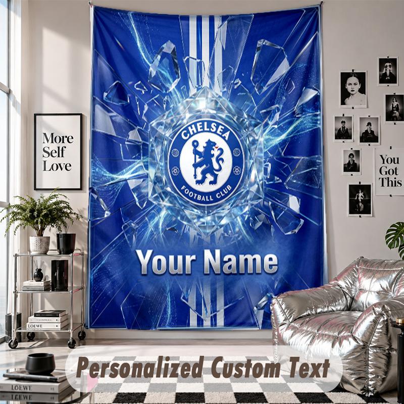 Custom Tapestry Wall Hanging, Chelsea FC Personalized Name Text Home Wall Decor