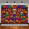 2D Flat Banner Background Fabric for the Halloween Theme, Featuring Painted Sugar Skulls,zyc