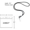 50 Clear Plastic Horizontal Name Tags Badge ID Card Holders and 50 Black Lanyards with Swivel Hook
