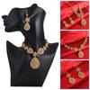 Gifts Gold Color Necklace Earring Set 24K Gold African Bridal Jewelry Sets  Women