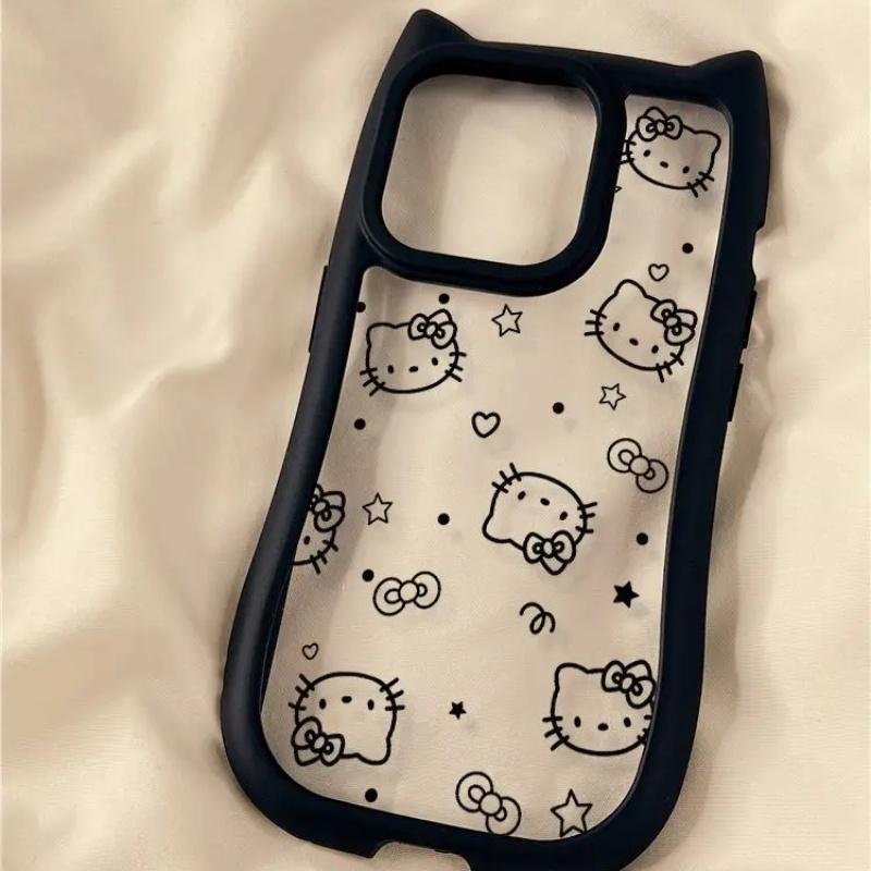 

Hello Kitty Чарівний Милий Чохол з Вушками Кота для IPhone 11 12 13 14 15 16 Pro Max Plus X XS MAX XR М який Силіконовий Прозорий Чохол For iPhone 11