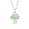 Handmade Silver Mesh Pocket Crystal Tiger Stone Agate Small Mushroom Pendant Necklace Jewelry N697