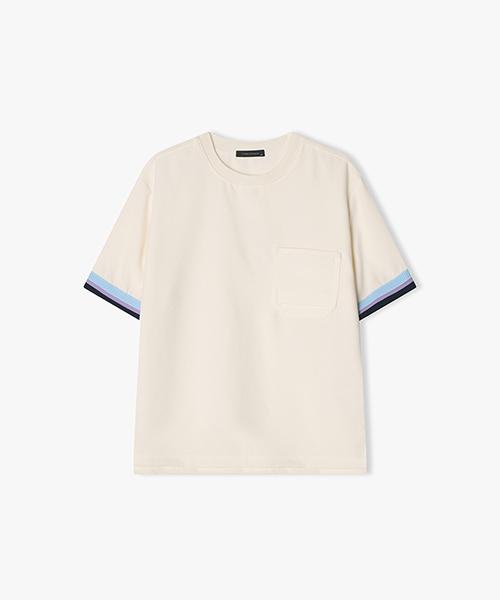 River Classy [25Ss] Llm41513 Cream Tweed Color Ribbed Half T-Shirt 100