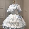 Japanese Cosplay Lolita 2 Piece Dress Sets Women Casual Y2k Capes + Sleeveless Mini Dress Evening Party Clothing Retro Outfists