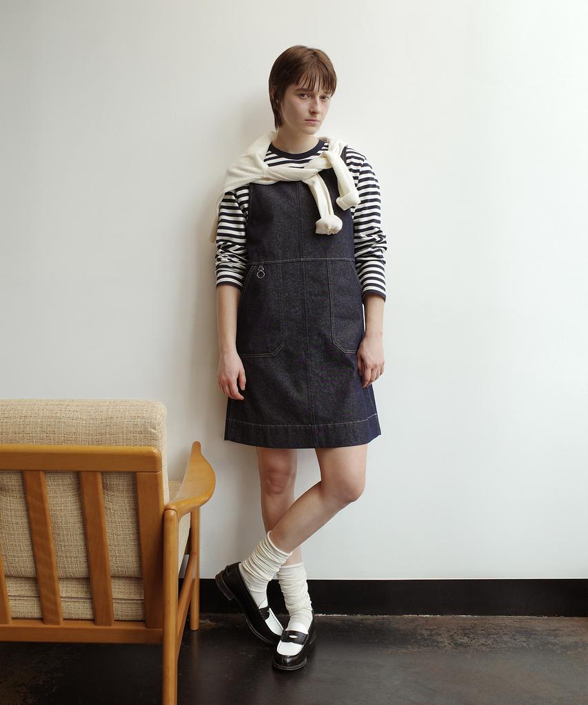 Covernat Woman Suspender Denim Dress Indigo