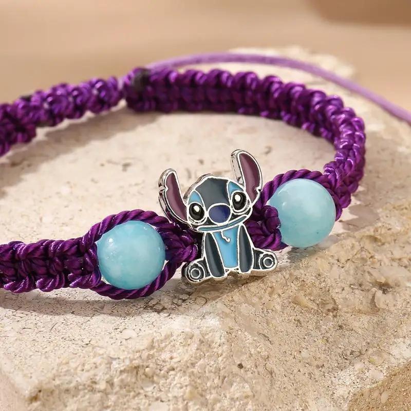 Entzückendes Stitch Cartoon Gewebtes Armband Figurenmuster Armband Geschenk Verstellbare Schnalle Armbänder für Kinder Mädchen Geburtsdatum Geschenk