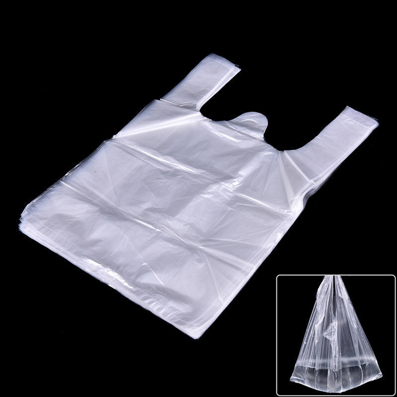 55Pcs 24*32Cm Plastic T-Shirt Retail Shopping Supermarket Bags Handles Packaging,
