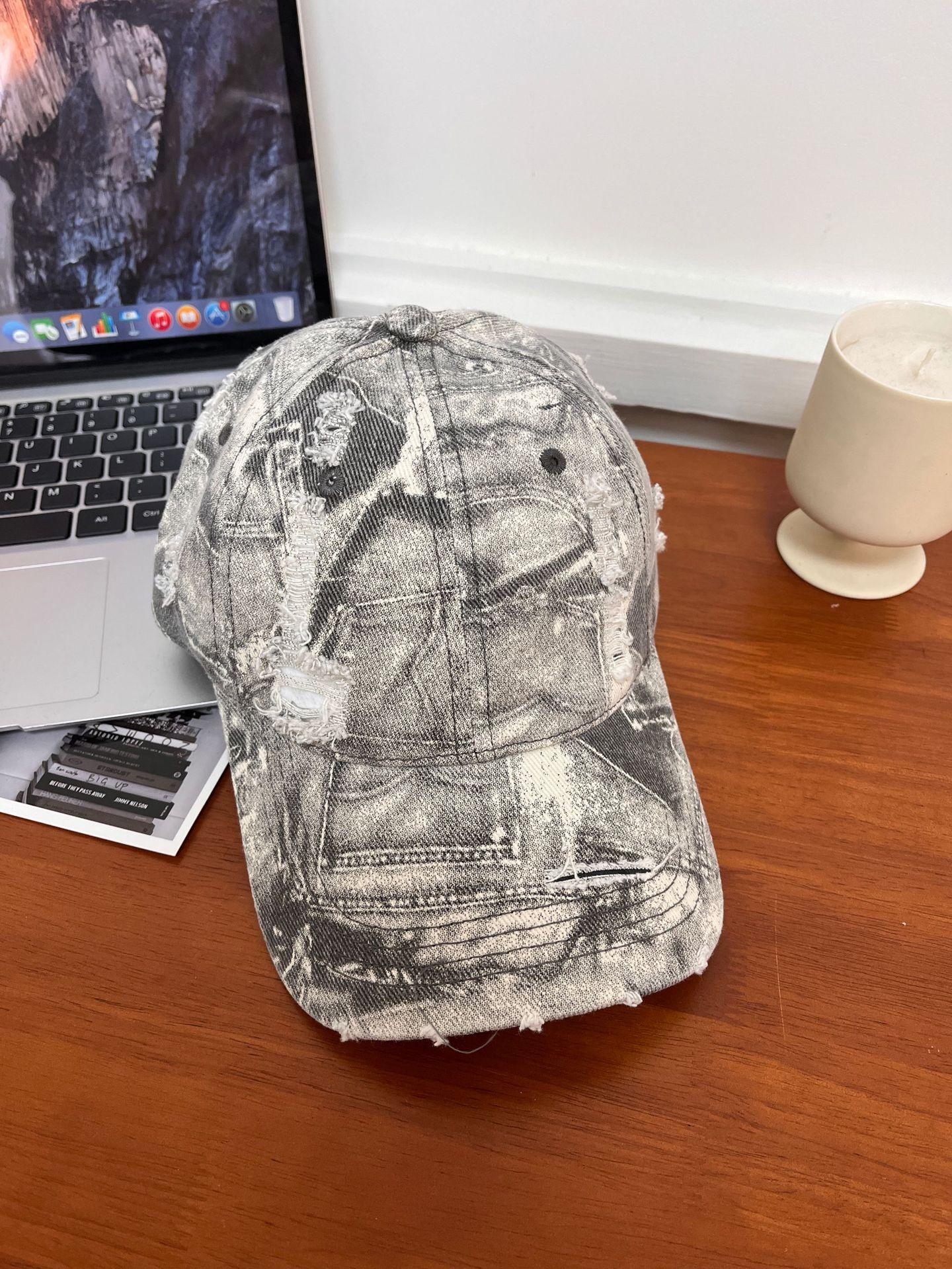 

Новий чоловічий та жіночий бейсбольний капелюх з кишенями та рваним принтом, модний, з індивідуальним дизайном, для дорослих, з сонцезахисним козирок M（56-58cm） чорний