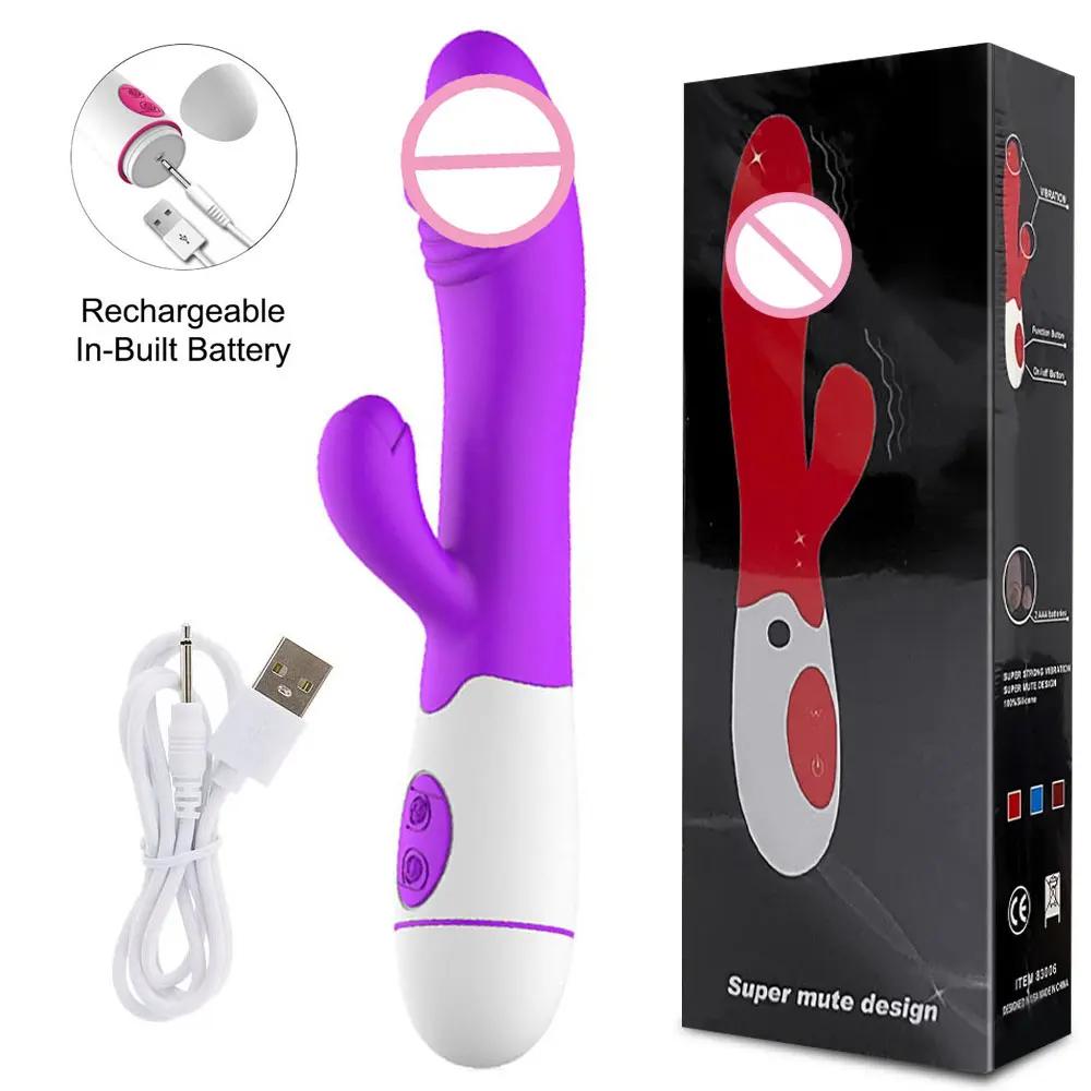 Powerful Rabbit Vibrator Dildo Dual Vibration G Spot Clitoris Stimulation Masturbators Vaginal Massager Adult Sex Toys For Women