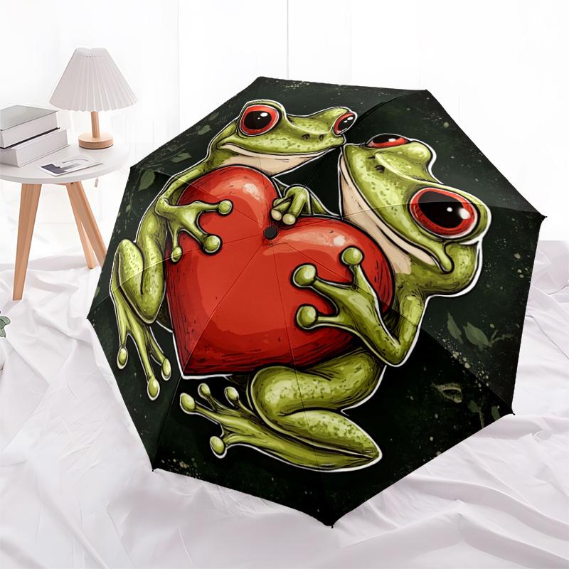 1 PC Automatic Folding Umbrella - Frogs Pattern, Portable & Foldable Design with 8 Ribs, Christmas Birthday Gifts