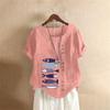 T-shirt Estiva Oversize in Cotone e Lino a Maniche Corte, Abbigliamento Donna Oversize Stampato in Cotone e Lino