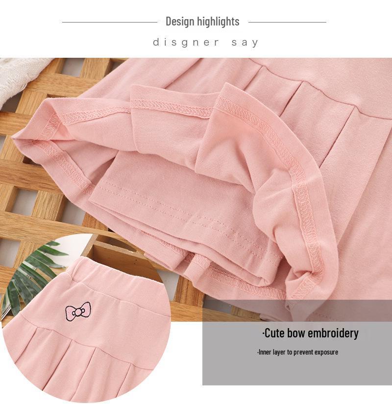 2025 Sommer Mädchen Plissee Halbrock mit integrierten Shorts