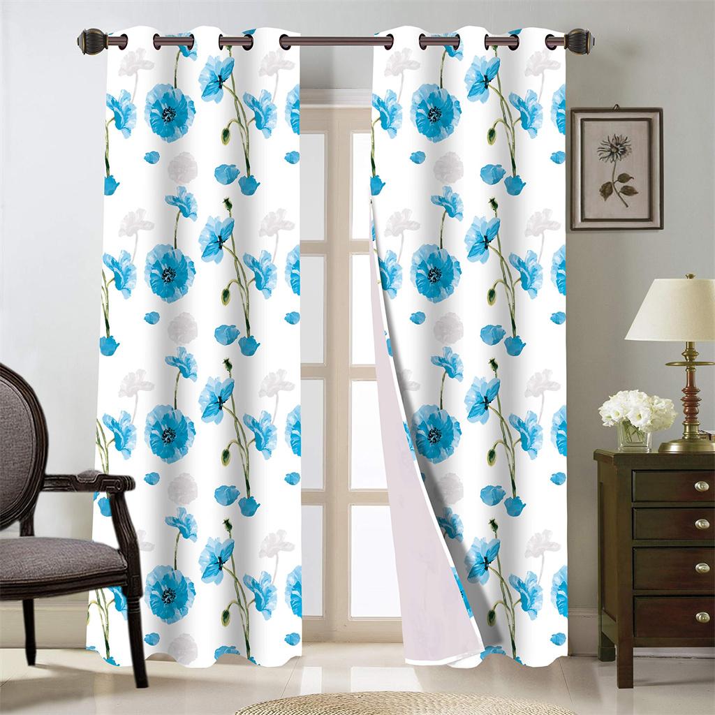 Farge Vakkert Blomsterdesign Solskjermingsgardiner Luksuriøs Stue Hjemmegardin Jenterom Dekorasjon Tynn Gardiner 2 Stykker