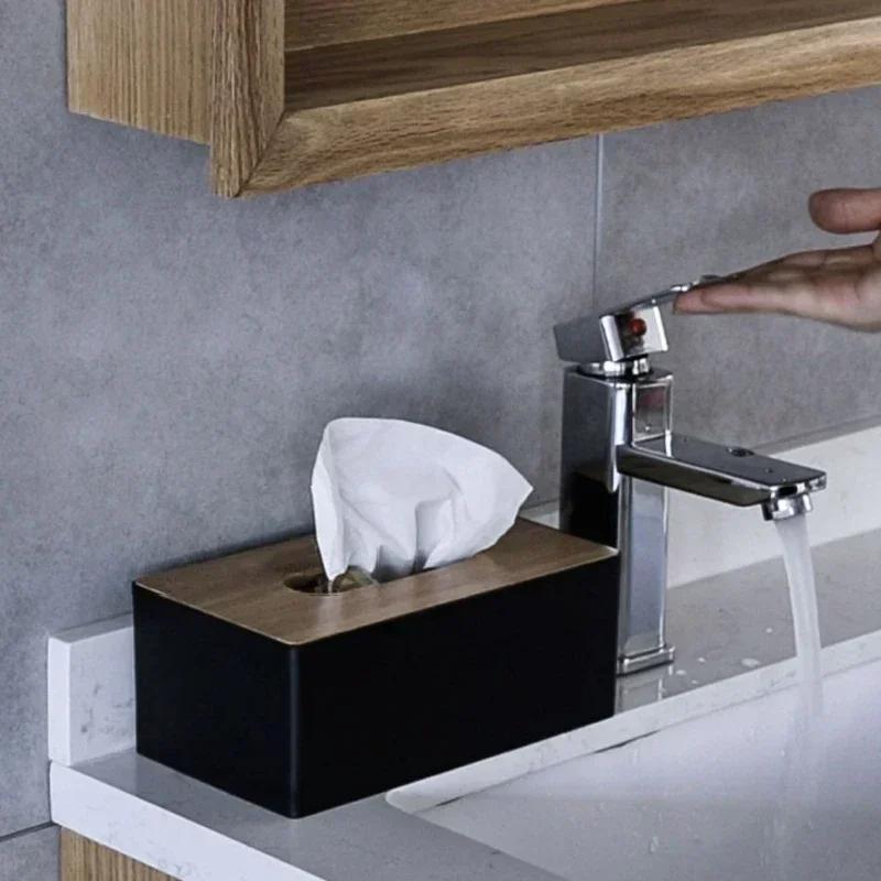 1pc Bamboo Tissue Box Holder, Napkin Organizer for Countertop/Table,Ideal for Office Decor, Elegant Holder Case for Home
