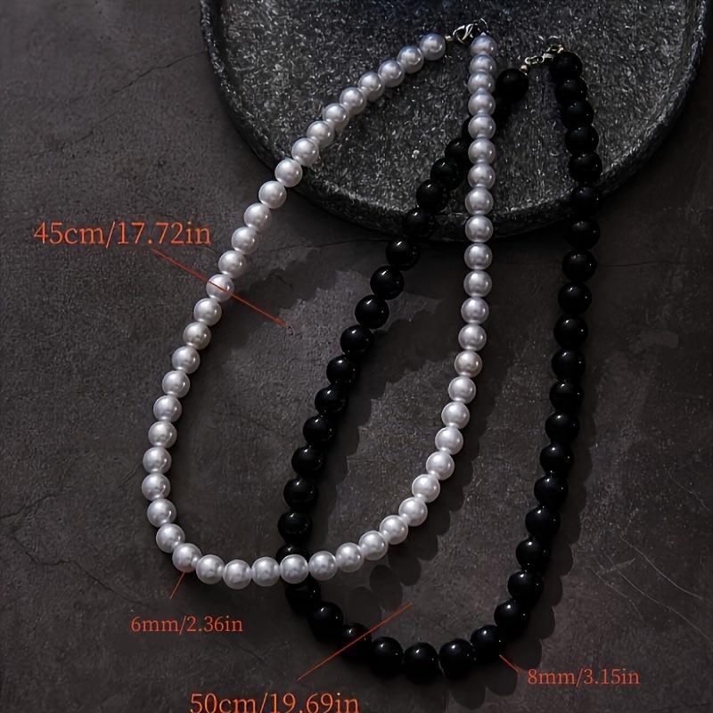 Cold Wind Black and White Pearl Magnetic Buckle Collarbone Chain Personalized Fashion Simple Necklace, Geometric Sweet and Cool Wind